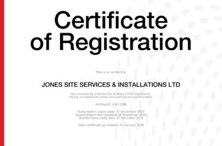 Jones Site Services & Installations Achieves Achilles UVDB Registration